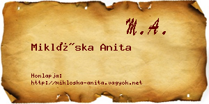 Miklóska Anita névjegykártya